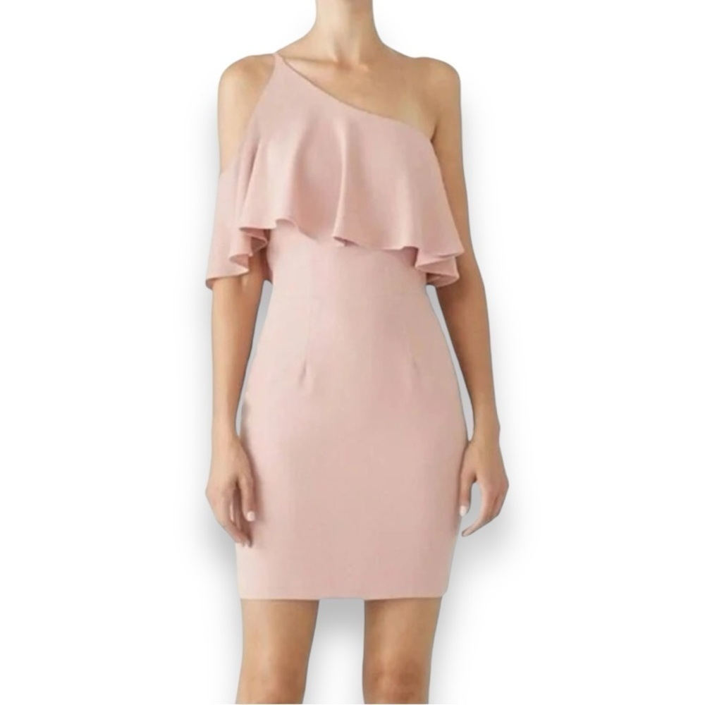 Dress The Population One Shoulder Mauve Pink Mini Dress - Large